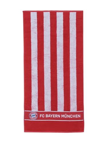 FC Bayern München Streifen Handtuch, Duschtuch Badetuch (Duschtuch 140 x 70 cm, rot/Weiss) von FC Bayern München