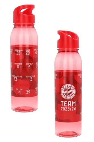 FC Bayern München Trinkflasche - Signature - 2023/24 rot/transparent Tritan Flasche Unterschriften FCB von FC Bayern München