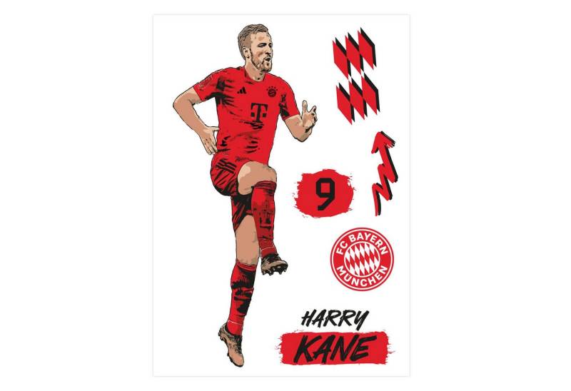 FC Bayern München Wandsticker FC Bayern München Fußball Bilder selbstklebend Logo Trikot 2025, Jamal Musiala, Kimmich, Müller, Palhinha, Neuer von FC Bayern München