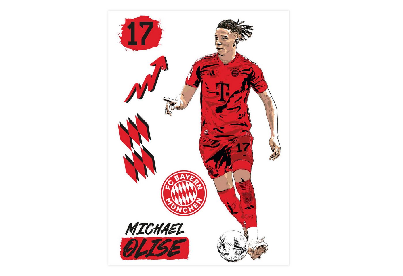 FC Bayern München Wandsticker FC Bayern München Fußball Bilder selbstklebend Logo Trikot 2025, Jamal Musiala, Kimmich, Müller, Palhinha, Neuer von FC Bayern München