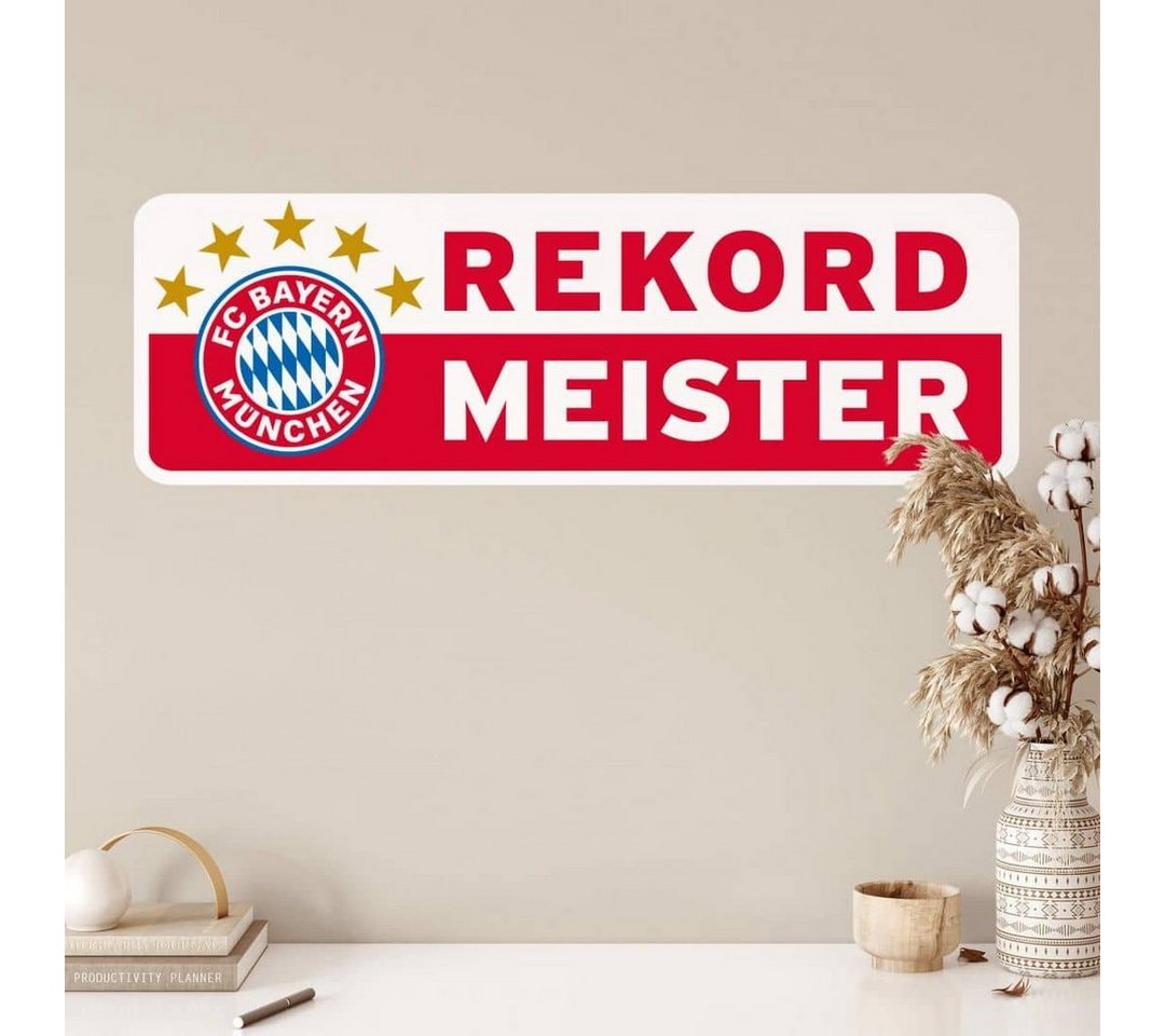 FC Bayern München Wandtattoo Fußball Wandtattoo FC Bayern München Logo Sterne Schriftzug Rekordmeister, Wandbild selbstklebend, entfernbar von FC Bayern München