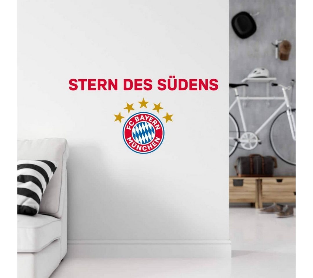 FC Bayern München Wandtattoo Fußball Sticker FCB Logo Stern des Südens Schriftzug ROT, Wandbild selbstklebend, entfernbar von FC Bayern München