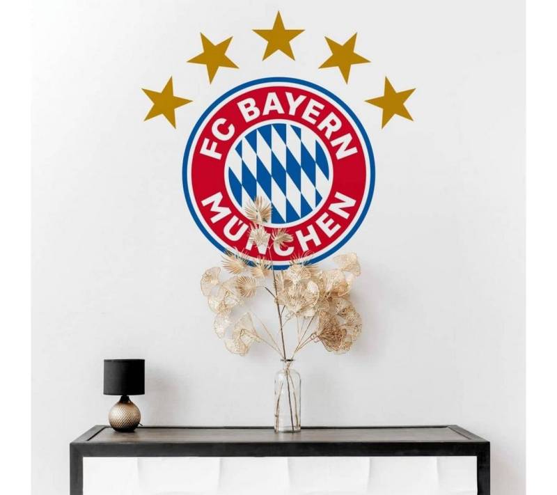 FC Bayern München Wandtattoo Fußball Wandtattoo FC Bayern München Logo Sterne Klebefolie Kinderzimmer, Wandbild selbstklebend, entfernbar von FC Bayern München