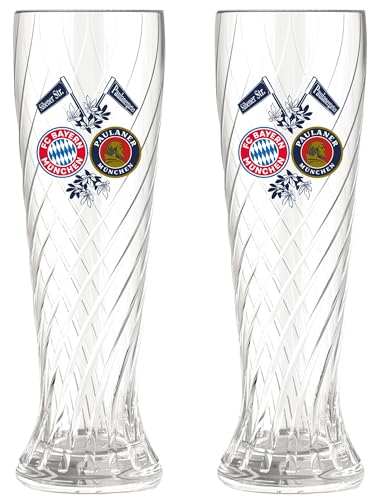 FC Bayern München Weißbierglas 2er Set - Doppellogo - 0.5l |Glas | Bierglas | Weizenglas FCB von FC Bayern München