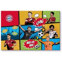Fc Bayern München - Glasbild modern Fußball Verein Pop Art Comic 60x40cm Glas Wandposter - bunt von FC Bayern München
