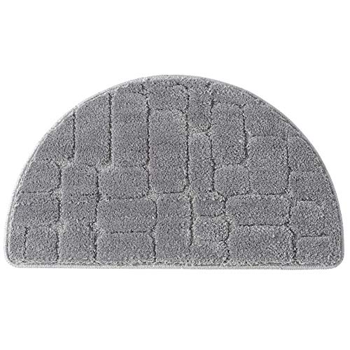 Halbrunde Mikrofaser-Bodenmatte, saugfähig, für den Eingangsbereich, halbmondförmig, rutschfeste Unterseite, grau, 40 x 68cm von FC Fancy