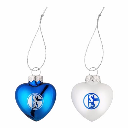 FC Schalke 04 Herzen Christbaumkugeln Weihnachtskugeln 2er Set (blau/Weiss) von FC Schalke 04