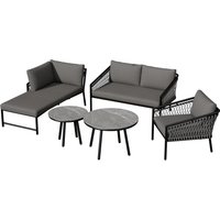 Loungemöbel Modernes Garten Sofa Set mit handgewebtem Seil, Graues Garten-Lounge-Set, Garten Sofa Set 2 Sitzer   Aosom.de von FC