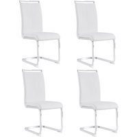 Schwingstühle 4er Set - Weiße Esszimmerstühle 42x54x100cm, Moderne Weiße Metallstühle Komfortabel mit Kunstleder   Aosom.de von FC