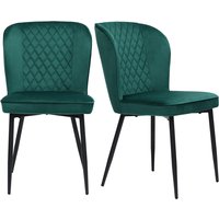 Set aus 2 Esszimmerstuhl, Polsterstuhl mit Rückenlehne, Samt Sitzfläche und Metallgestell, 47×43×86 cm, Grün Set aus 2 Esszimmerstuhl, Polsterstuhl mit Rückenlehne, Samt Sitzfläche und Metallgestell, 47×43×86 cm, Grün von FC
