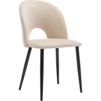Set aus 2 gepolsterten Esszimmerstühlen aus Samt mit diamantierter Rückenlehne und Metallrahmen, Beige von FC