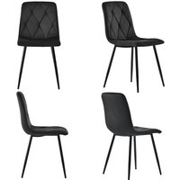 Set aus 4 gepolsterten Esszimmerstühlen aus Twill-Samt mit Rückenlehne, Metallrahmen und elegantem Design, Schwarz Set aus 4 gepolsterten Esszimmerstühlen aus Twill-Samt mit Rückenlehne, Metallrahmen und elegantem Design, Schwarz von FC