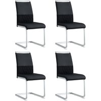 Set aus 4 modernen Esszimmerstühlen mit hoher Rückenlehne, PU & Leinen, ergonomisches Design, schützende Füße, Schwarz von FC