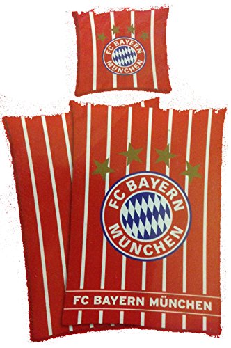 FC Bayern München Bettwäsche "Stars and Stripes" Wendemotiv Bezug 135x200cm Kissen 80x80cm 100%Baumwolle von FCB