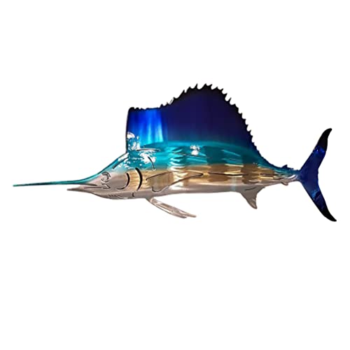 Lseqow Metall Sailfish Wanddekoration,Metallkunst Segelfisch, 3D Segelfisch Meeresschildkröten Quallen Strand Wandkunst, Metall Kunst Wand Skulptur Hängende Dekoration,Modern Wohnkultur von FCHMY
