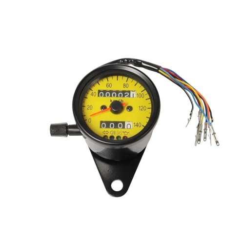 Universal Motorrad Hintergrundbeleuchtung Dual Kilometerzähler 0-140KM/H Tachometer Anzeige Vintage Drehzahlmesser von FCLDZZ