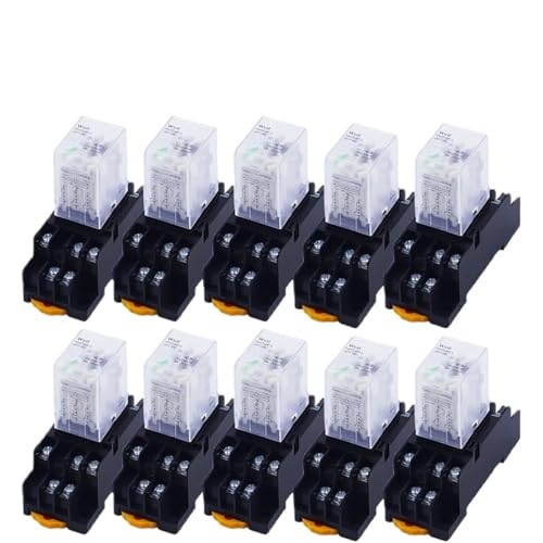 10Set MY3NJ HH53P 3NO3NC Relais Mit Sockel Basis Spule Allgemeine DPDT Micro Mini Elektromagnetische Relais Schalter LED AC220V DC24V(AC,24V) von FCLJLJGHT