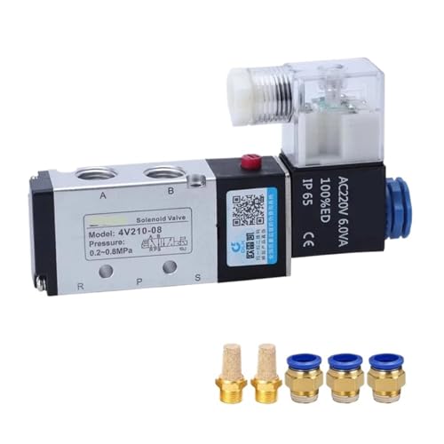 FCLJLJGHT 4V110-06 4V210-08 4V310-10 4V410-15 Solenoid Valve 2-Position 5-Position Pneumatic Air Solenoid Valve DC12V DC24V AC110V AC220V(4V310-10 PC6-03,AC220V) von FCLJLJGHT