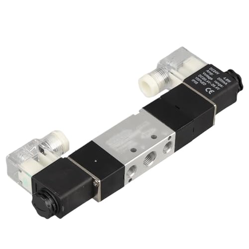 FCLJLJGHT 4V230C-08 5 Way 3 Position 1/4" Pneumatic Solenoid Valve DC12V DC24V AC110V AC220V with 4 6 8 10 12mm Fittings Connector(DC24V) von FCLJLJGHT