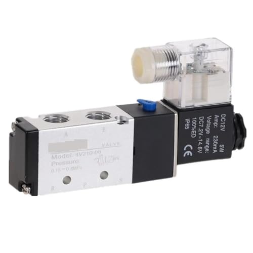 Pneumatic Electric Solenoid Valve 5 Way 2 Position Control Air Gas Magnetic 4V210-08 12V 24V 220V Coil Volt(4V210-08 Only,DC24V) von FCLJLJGHT