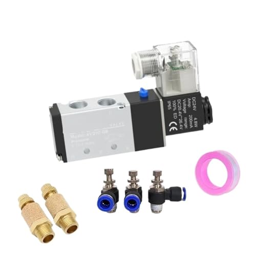 Pneumatic Solenoid Valve with fittings 5 Way 2 Position Control Air Gas Magnetic 4V210-08 12V 24V 110V 220V Coil Volt(4V210-08 SL6-02,AC220) von FCLJLJGHT