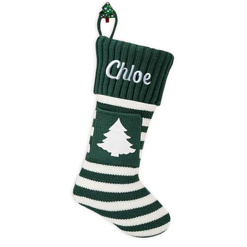 FCLYDER Große Weihnachtsstrumpf Personalisiert - Individuelle Gestrickt Weihnachtsstrumpf HäNgen - Personalisierbar Weihnachtsbaum Deko - Weihnachtsbäume Pfote Schneeflocke Rentier Strümpfe von FCLYDER