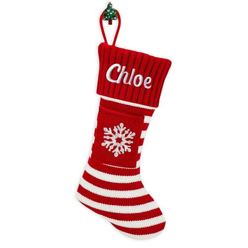 FCLYDER Große Weihnachtsstrumpf Personalisiert - Individuelle Gestrickt Weihnachtsstrumpf HäNgen - Personalisierbar Weihnachtsbaum Deko - Weihnachtsbäume Pfote Schneeflocke Rentier Strümpfe von FCLYDER