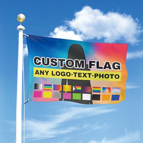FCLYDER Personalisierte Flagge, Doppelseitige benutzerdefinierte Flagge, fügen Sie Ihr eigenes Bild/Text/Logo, 2x3ft/3x5ft/4x6ft/5x8ft von FCLYDER