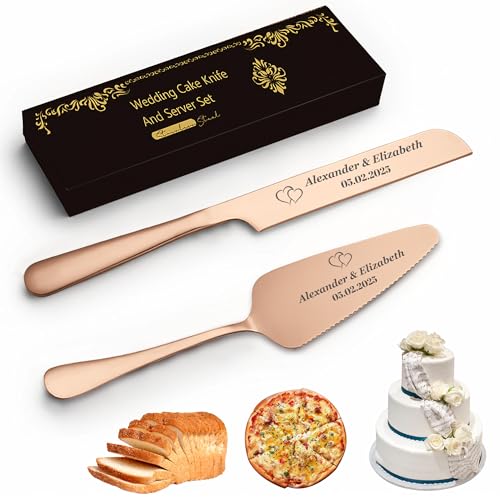 FCLYDER Personalisiertes Tortenmesser & Servierset mit Gravur – Hochzeitsgeschenk für Brautpaare, Geburtstagsgeschenk, Jubiläumsgeschenk – Edelstahl-Kuchenschneider mit Servierer in Geschenkbox FCLYDER Personalisiertes Tortenmesser & Servierset mit Gravur – Hochzeitsgeschenk für Brautpaare, Geburtstagsgeschenk, Jubiläumsgeschenk – Edelstahl-Kuchenschneider mit Servierer in Geschenkbox von FCLYDER