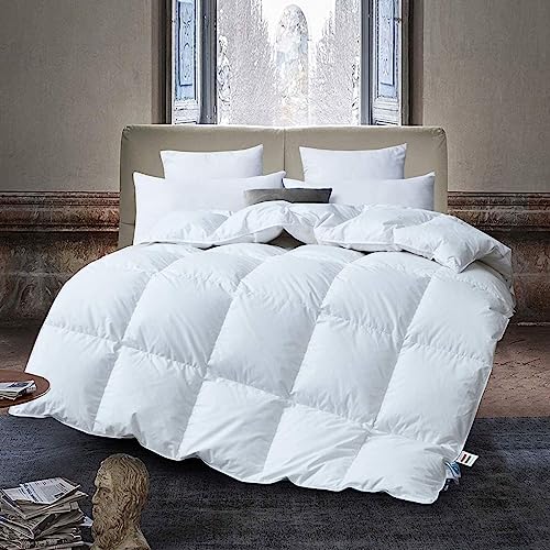 Deluxe Komfort Daunendecke, Bettdecke, 80% Gänsedaunen / 20% Feder, Füllgewicht 1200 Gramm, Warm und Leicht, 155x220 cm von FCML