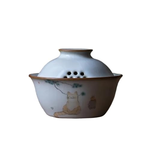 FCMWLKEJI Retro Ru Kiln Keramik Gaiwan Cute Cat Pattern Filter Teetasse Reise Tragbare Teeschale Chinesisch Handgefertigt Home Tee Set 100 ml FCMWLKEJI Retro Ru Kiln Keramik Gaiwan Cute Cat Pattern Filter Teetasse Reise Tragbare Teeschale Chinesisch Handgefertigt Home Tee Set 100 ml von FCMWLKEJI