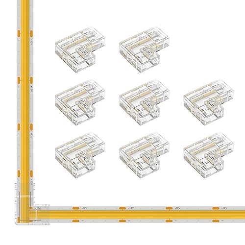 FCOB COB 2pin 8mm L-Shaped Connector Kit 8pcs 2pin 8mm Gapless L-Shaped Connector für spaltfreies Löten 8mm PWM Einfarbige +V -V LED-Streifen von FCOB