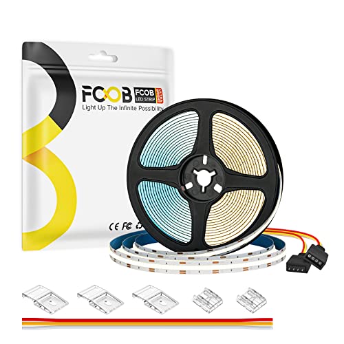FCOB COB CCT Tunable Flexibel Hohe Dichte LED Streifen Warmweiß-Kaltweiß(3000K-6000K) 5M DC24V 640LEDs/m 14W/m CRI90+ Abstimmbar Dimmbar LED Strip für DIY Dekoration(Nicht inhalt Netzteil＆Steuerung) von FCOB