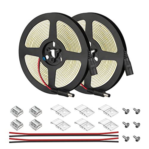 FCOB COB LED Streifen Flexibel Hohe Dichte Warmweiß 3000K 320LEDs/m 9W/m 2x5M DC12V 8mm Breite CRI90+ Dimmable LED Licht Uniform Helligkeit für DIY Dekoration(Nicht inhalt Netzteil＆Steuerung) von FCOB