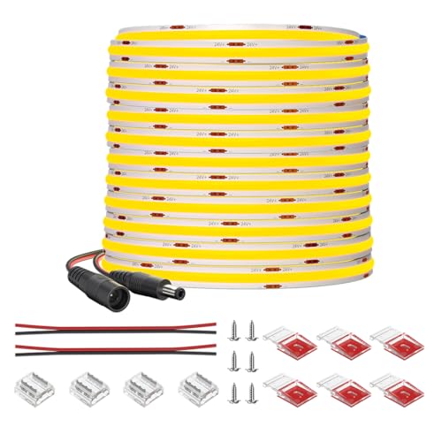 FCOB COB LED Streifen Flexibel hohe Dichte Warmweiß 2700K 320LEDs/m 9W/m 10M DC24V 8mm Breite CRI90+ Dimmbare LED-Licht Gleichmäßige Helligkeit für DIY Dekoration(Nicht inhalt Netzteil＆Steuerung) von FCOB