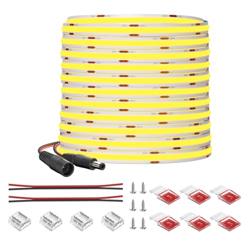 FCOB COB LED Streifen Flexibel hohe Dichte Warmweiß 3000K 320LEDs/m 9W/m 10M DC24V 8mm Breite CRI90+ Dimmbare LED-Licht Gleichmäßige Helligkeit für DIY Dekoration(Nicht inhalt Netzteil＆Steuerung) von FCOB