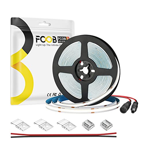 FCOB COB LED Streifen Flexible Hohe Dichte Kaltweiß 6000K 480LEDs/m 9W/m 16.4FT/5M DC24V 8mm Breite CRI90+ Dimmable LED Licht Uniform Helligkeit für DIY Dekoration(Nicht inhalt Netzteil＆Steuerung) von FCOB
