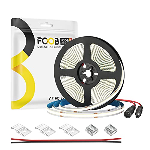 FCOB COB LED Streifen Flexible Hohe Dichte Naturweiß 4000K 480LEDs/m 9W/m 16.4FT/5M DC24V 8mm Breite CRI90+ Dimmable LED Licht Uniform Helligkeit für DIY Dekoration(Nicht inhalt Netzteil＆Steuerung) von FCOB