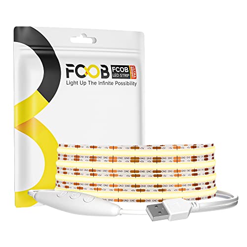 FCOB COB USB LED Streifen Licht Flexible Hohe Dichte Naturweiß 4000K 2M 320LEDs/M 9W/m DC5V 8mm Breite CRI90+ Dimmable LED Band Licht Uniform Helligkeit für Küche Home DIY Dekoration von FCOB