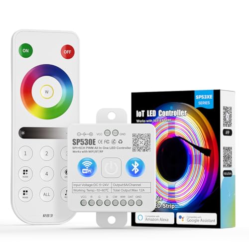 FCOB WiFi Bluetooth Steuerung SP530E und RB3 2.4Ghz RGB RGBW RF Fernbedienung Kit Geeignet für COB SMD PWM/SPI WS2811 WS2812B WS2814 SK6812 etc RGB RGBW LED Streifen DC5V DC12V DC24V FCOB WiFi Bluetooth Steuerung SP530E und RB3 2.4Ghz RGB RGBW RF Fernbedienung Kit Geeignet für COB SMD PWM/SPI WS2811 WS2812B WS2814 SK6812 etc RGB RGBW LED Streifen DC5V DC12V DC24V von FCOB