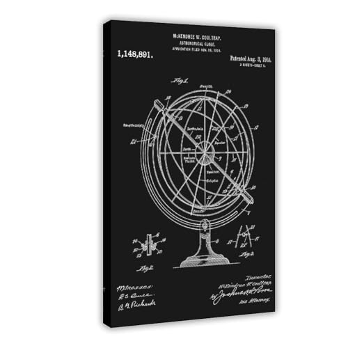 Astronomical_globe_1915_vintage_patent_black Poster Schlafzimmer Leinwand Dekor Sport Landschaft Büro Zimmer Dekor Geschenkrahmen 40,6 x 61 cm Astronomical_globe_1915_vintage_patent_black Poster Schlafzimmer Leinwand Dekor Sport Landschaft Büro Zimmer Dekor Geschenkrahmen 40,6 x 61 cm von FCOJE