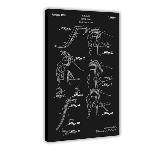 Bootle_opener_vintage_patent_art_black Poster Schlafzimmer Leinwand Dekor Sportlandschaft Büro Zimmer Dekor Geschenkrahmen 50,8 x 76,2 cm Bootle_opener_vintage_patent_art_black Poster Schlafzimmer Leinwand Dekor Sportlandschaft Büro Zimmer Dekor Geschenkrahmen 50,8 x 76,2 cm von FCOJE