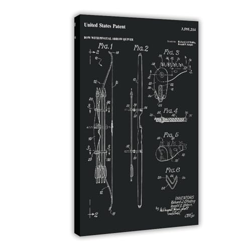 Bow_and_Quiver_Patent_Art_black Poster Wandkunst Leinwand Schlafzimmer Dekor Büro Zimmer Küche Dekor Geschenkrahmen 40,6 x 61 cm Bow_and_Quiver_Patent_Art_black Poster Wandkunst Leinwand Schlafzimmer Dekor Büro Zimmer Küche Dekor Geschenkrahmen 40,6 x 61 cm von FCOJE