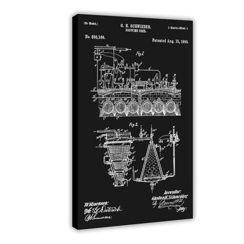 Brewing_beer_1893_patent_art_black Poster Schlafzimmer Leinwand Dekor Sport Landschaft Büro Zimmer Dekor Geschenkrahmen 50,8 x 76,2 cm Brewing_beer_1893_patent_art_black Poster Schlafzimmer Leinwand Dekor Sport Landschaft Büro Zimmer Dekor Geschenkrahmen 50,8 x 76,2 cm von FCOJE