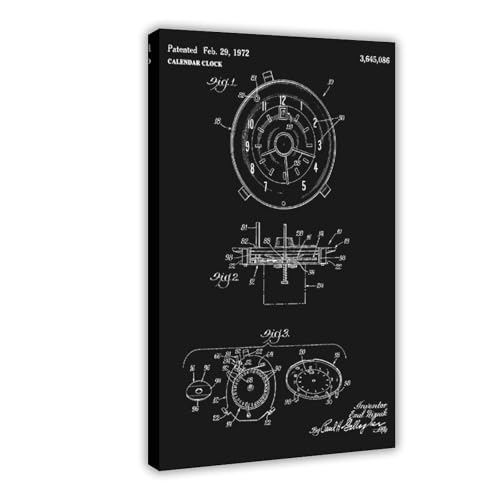 Calendar_clock_1972_patent_art_black Poster Schlafzimmer Leinwand Dekor Sport Landschaft Büro Zimmer Dekor Geschenkrahmen 61 x 91,4 cm Calendar_clock_1972_patent_art_black Poster Schlafzimmer Leinwand Dekor Sport Landschaft Büro Zimmer Dekor Geschenkrahmen 61 x 91,4 cm von FCOJE