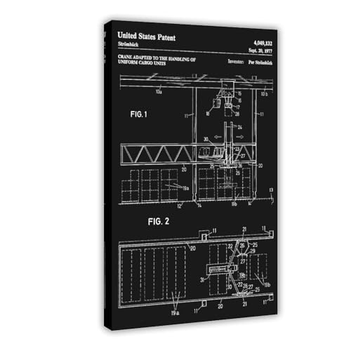 Cargo_crane_patent_blueprint_art_black Poster Wandkunst Leinwand Schlafzimmer Dekor Büro Zimmer Küche Dekor Geschenkrahmen 40,6 x 61 cm Cargo_crane_patent_blueprint_art_black Poster Wandkunst Leinwand Schlafzimmer Dekor Büro Zimmer Küche Dekor Geschenkrahmen 40,6 x 61 cm von FCOJE