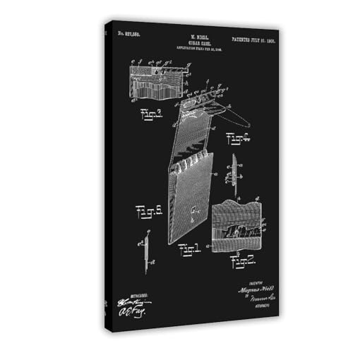 Cigar_case_vintage_patent_invention_black Poster Wandkunst Leinwand Schlafzimmer Dekor Büro Zimmer Küche Dekor Geschenkrahmen 50,8 x 76,2 cm Cigar_case_vintage_patent_invention_black Poster Wandkunst Leinwand Schlafzimmer Dekor Büro Zimmer Küche Dekor Geschenkrahmen 50,8 x 76,2 cm von FCOJE