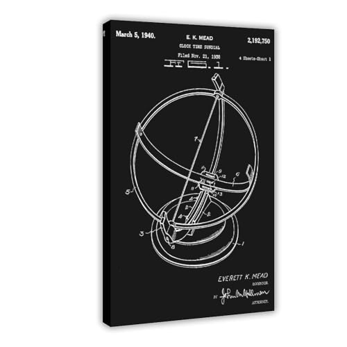 Clock_time_sundial_1940_patent_black Poster Schlafzimmer Leinwand Dekor Sport Landschaft Büro Zimmer Dekor Geschenkrahmen 30,5 x 45,7 cm Clock_time_sundial_1940_patent_black Poster Schlafzimmer Leinwand Dekor Sport Landschaft Büro Zimmer Dekor Geschenkrahmen 30,5 x 45,7 cm von FCOJE