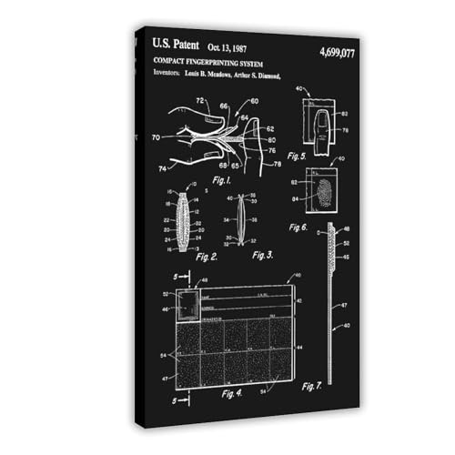 Compact_fingerprinting_system_patent_art_black Poster Wandkunst Leinwand Schlafzimmer Dekor Büro Zimmer Küche Dekor Geschenkrahmen 50,8 x 76,2 cm Compact_fingerprinting_system_patent_art_black Poster Wandkunst Leinwand Schlafzimmer Dekor Büro Zimmer Küche Dekor Geschenkrahmen 50,8 x 76,2 cm von FCOJE