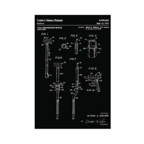 Dental_Implants_Patent_Drawing_Image_Black Leinwand-Kunstposter und Wandkunst, Bilddruck, moderne Familienschlafzimmer-Dekoration, ungerahmt, 50,8 x 76,2 cm Dental_Implants_Patent_Drawing_Image_Black Leinwand-Kunstposter und Wandkunst, Bilddruck, moderne Familienschlafzimmer-Dekoration, ungerahmt, 50,8 x 76,2 cm von FCOJE